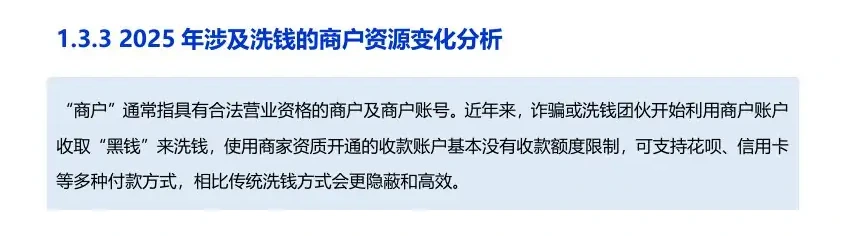 2025 年涉及洗钱的商户资源变化分析图表 3（原报告第 29 页）